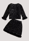 Mini Glam Sparkle Feather Two‑Piece Skirt Set - Girls Holiday Dress
