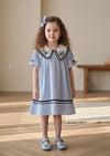 Toddler Girl Textured Cotton Dress in Blue