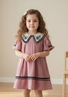 Toddler Girl Textured Cotton Dress in Rose