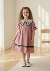 Toddler Girl Textured Cotton Dress in Rose