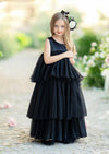 black layered flower girl dresses for toddlers