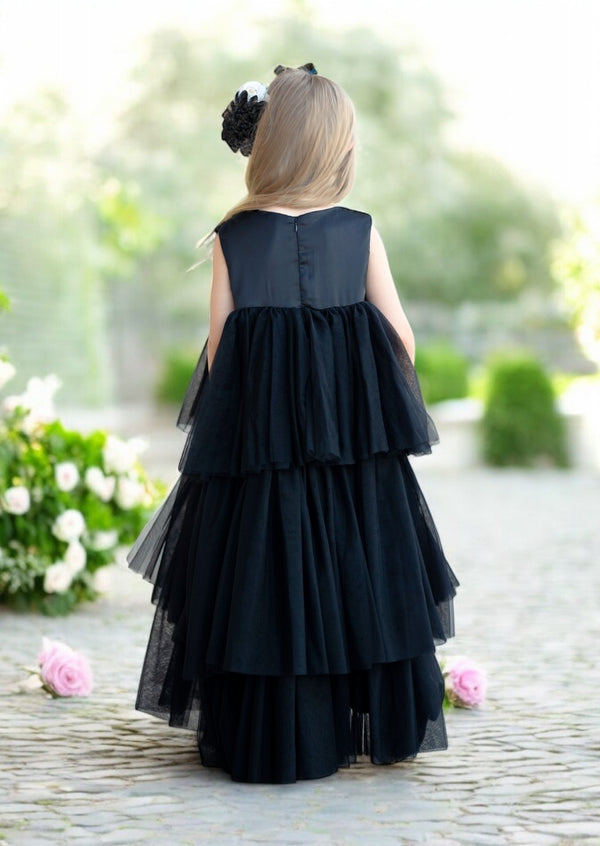 Black Layered Flower Girl Dress