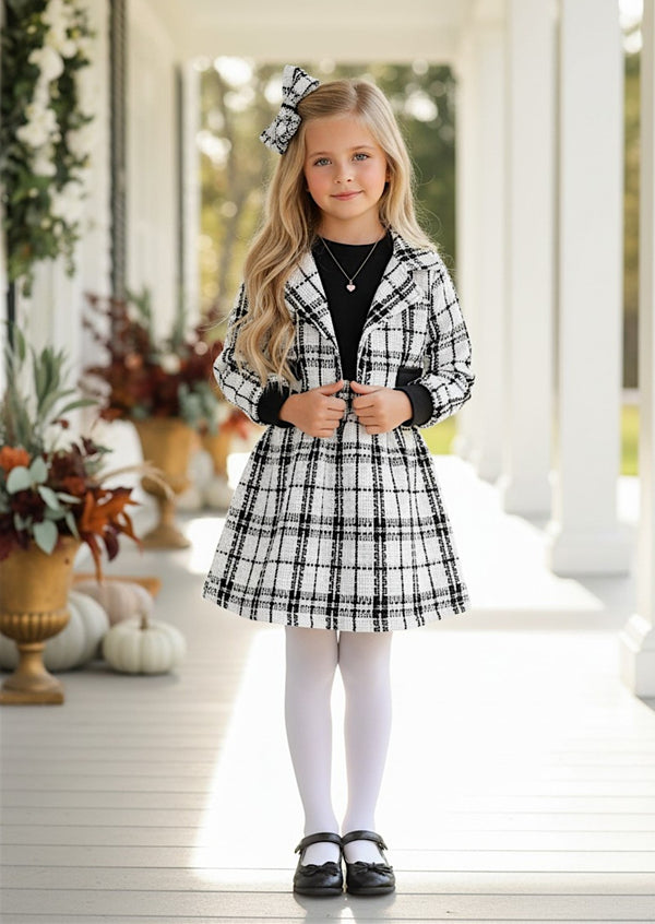 Black & White Tweed Set - Girls Fall & Winter Clothes & Outfits