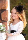 Black White Elegant Rustic Tulle Flower Girl Dress