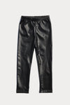 Toddler Girls Faux Leather Trousers in Black