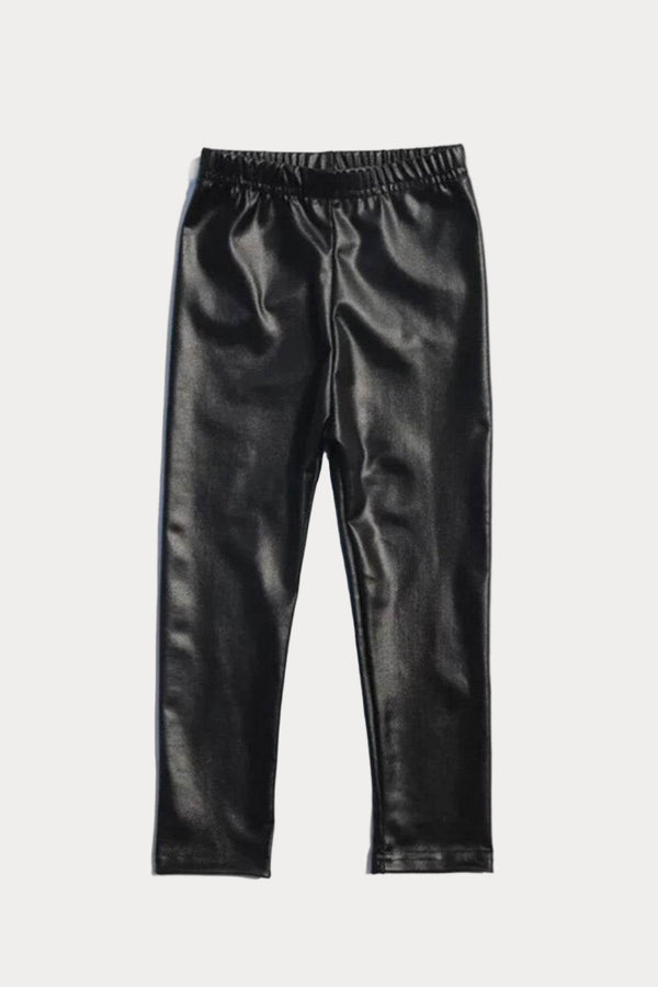 Toddler Girls Faux Leather Trousers in Black