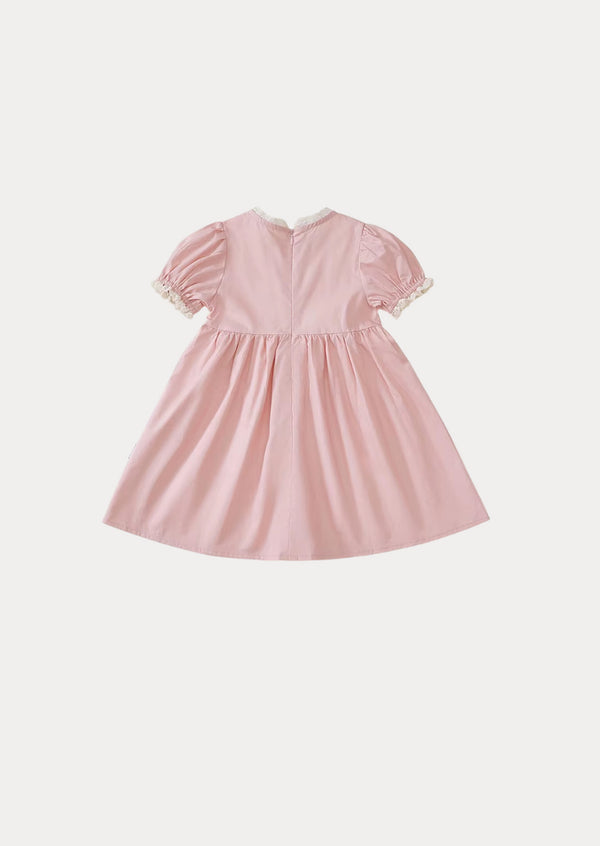 Bloom Cut Lace Applique Dress in Pink