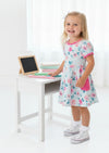 Blue Blossoms Polka Dot Girls Twirl Dress with Pockets - Twirl Dresses