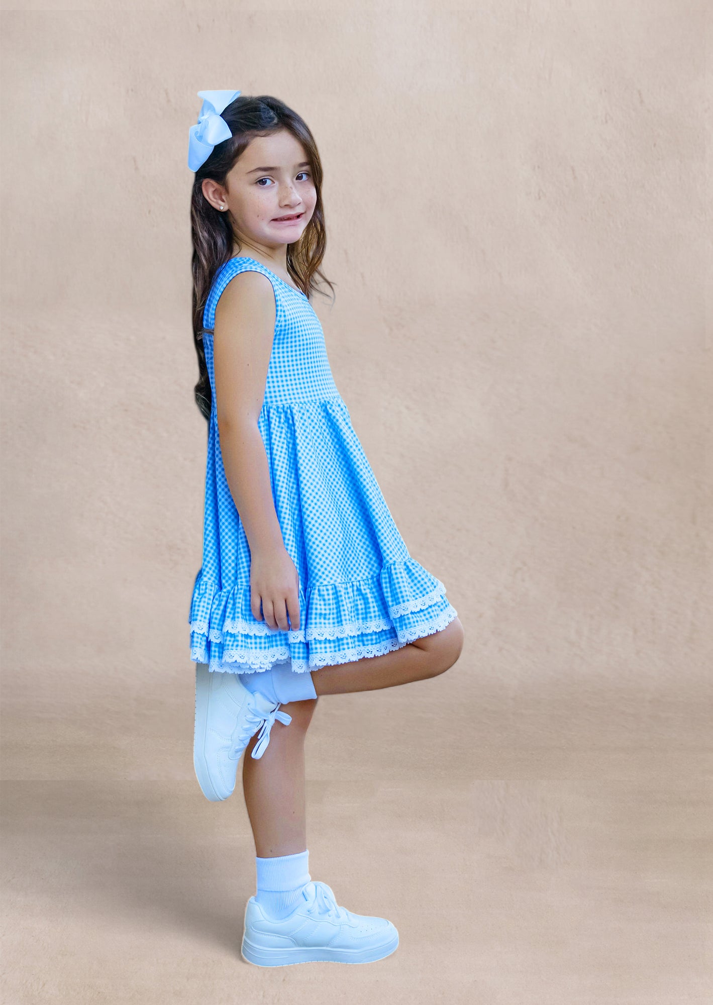 Tilda Dress in Blue Check