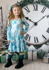 Christmas Trees Twirl Dress || Shades of Blue