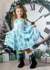 Christmas Trees Twirl Dress || Shades of Blue