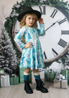 Christmas Trees Twirl Dress || Shades of Blue