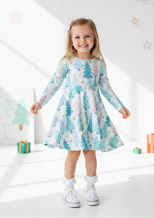 Toddler & Girls Blue Winter Wishes Christmas Twirl Dress Twirl Dresses