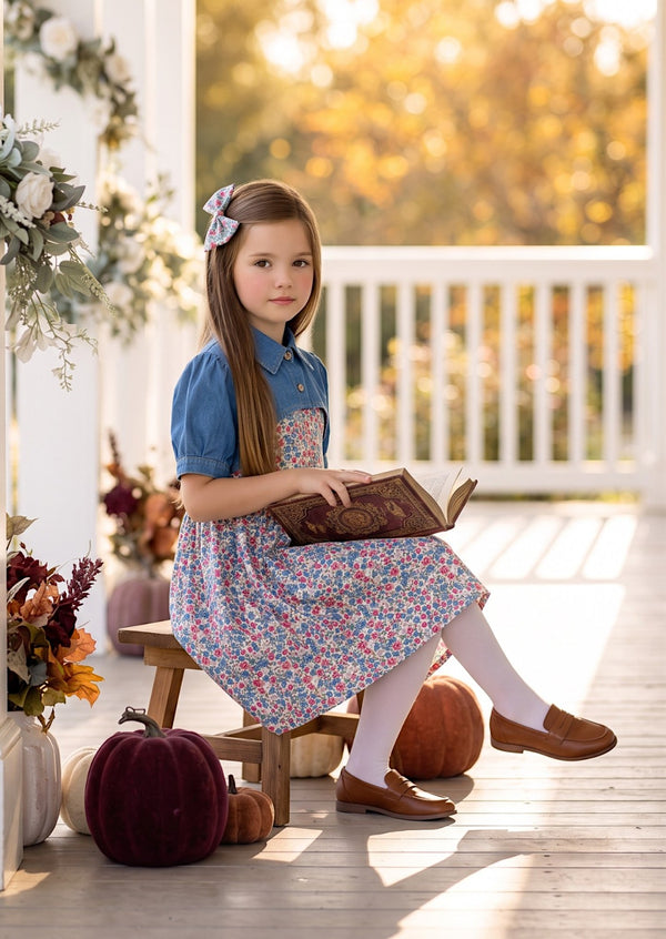 Sweet Briar Denim & Floral Dress Set | Girls Fall Dresses & Clothes