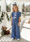 Sweetheart Denim Two‑Piece Pants Set - Girls Dresses & Outfits
