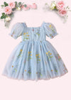 Enchanted Floral Party Dress in Powder Blue