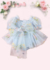 Enchanted Floral Baby Girl Romper in Powder Blue