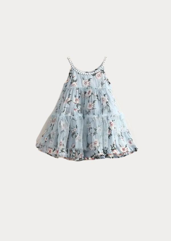 Jackie Blue Floral Dress with Overlay