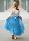 Dusty Blue Sleeveless Flower Girl Dress