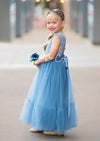 Dusty Blue Sleeveless Flower Girl Dress