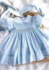 girls blue smocked dresses