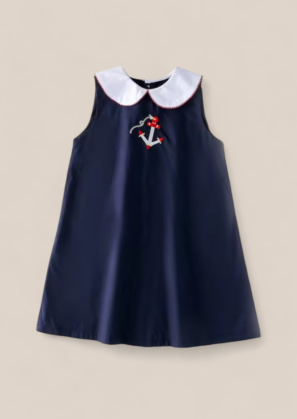 toddler girl embroidered nautical dress