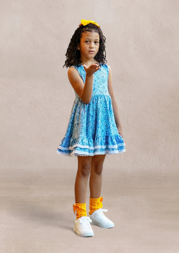 Tilda Dress in Blue Print