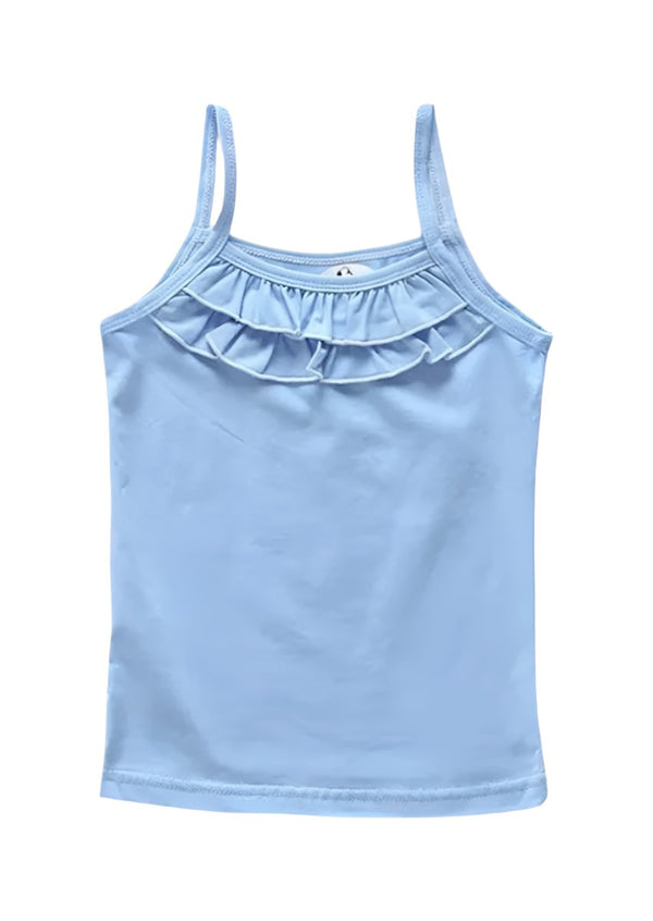 girls blue ruffle cami top