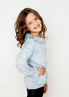 Double Ruffle Dot Knit Pullover Sweater in Blue