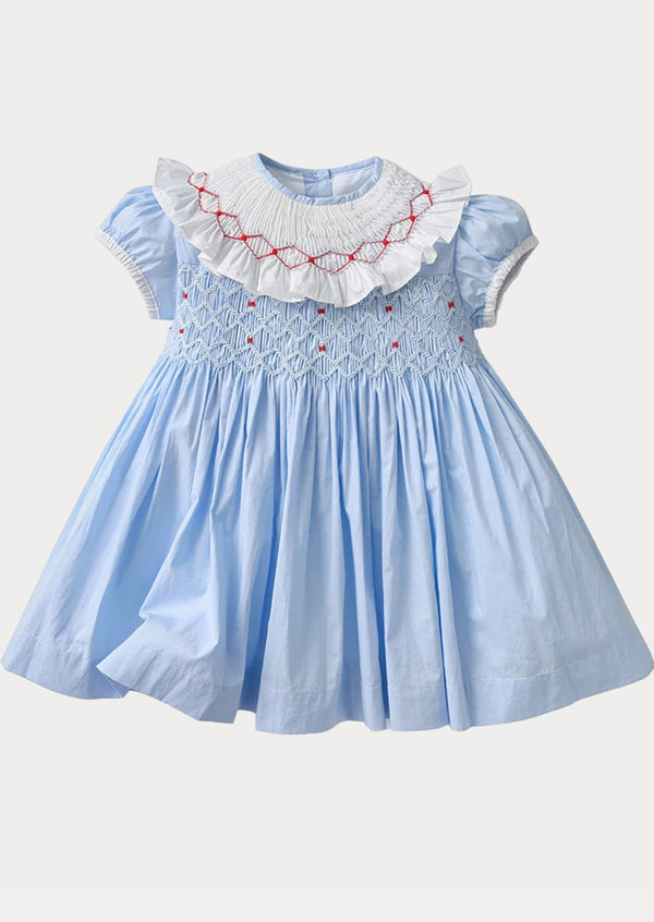 Girls blue smocked dress