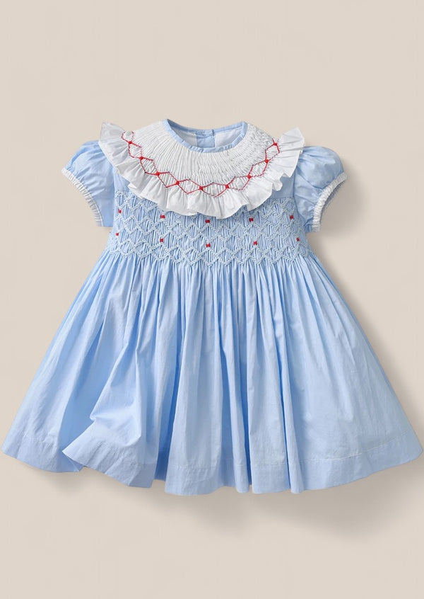 Girls blue smocked dress