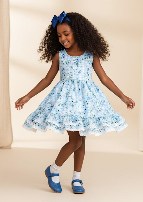 Blue Rose Garden Twirl Dress | Girls Boutique Dress
