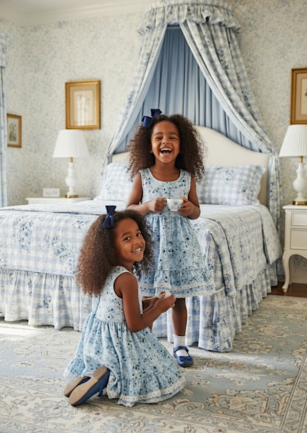 Blue Rose Garden Twirl Dress | Girls Boutique Dress