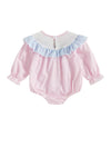 Pink Bishop Collar Smocked Santa Romper