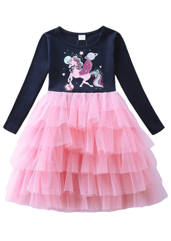 Pink & Navy Fairy Unicorn Tutu Party Dress