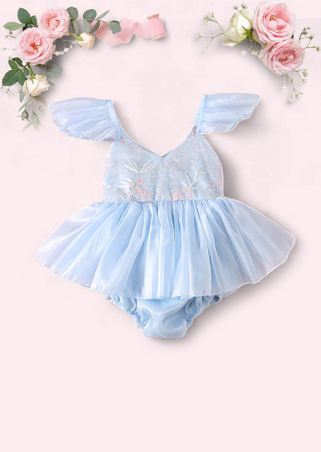 Whimsy Sequin Romper in Blue