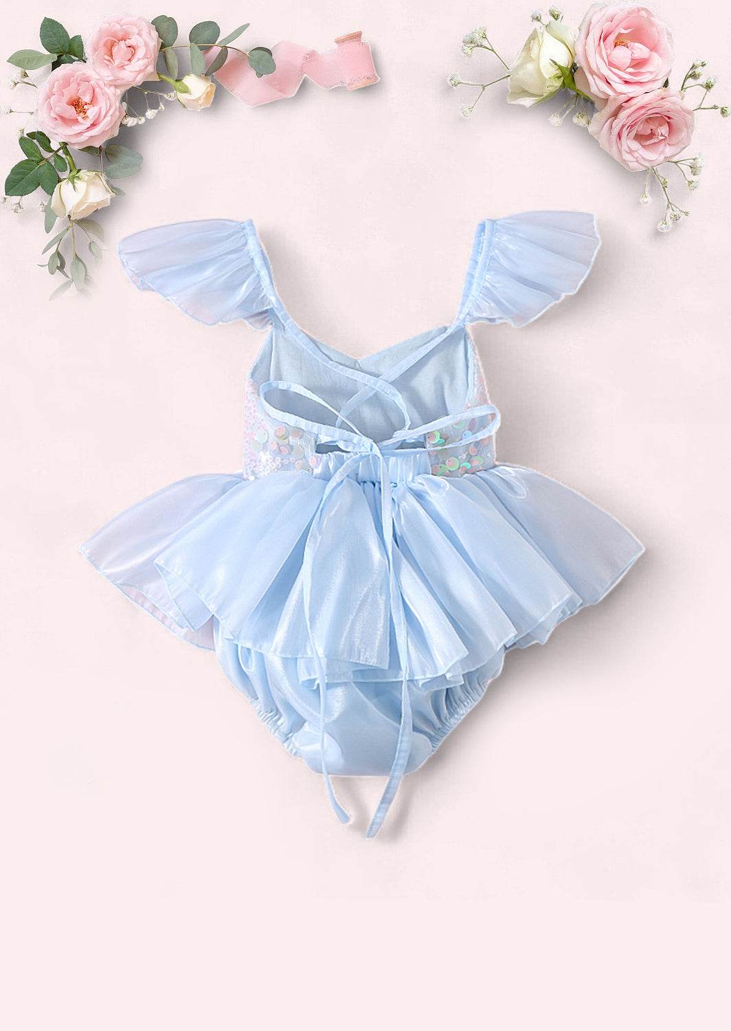 Whimsy Sequin Romper in Blue