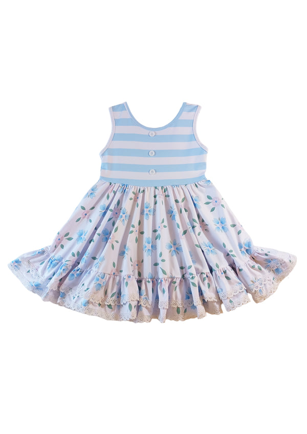 Cottage Flowers Dress in Blue