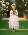 Blush Layered Tulle Rustic Toddler Flower Girl Dress for Fall Weddings