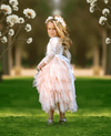 Blush Layered Tulle Rustic Toddler Flower Girl Dress for Fall Weddings