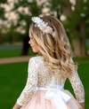 Blush Layered Tulle Rustic Toddler Flower Girl Dress for Fall Weddings