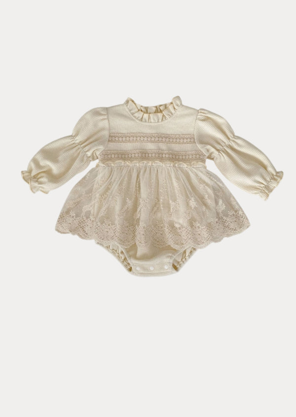 Blythe Lace Overlay Knit Romper