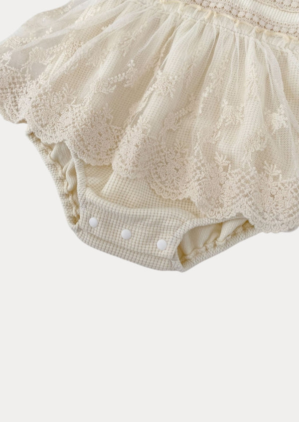 Blythe Lace Overlay Knit Romper