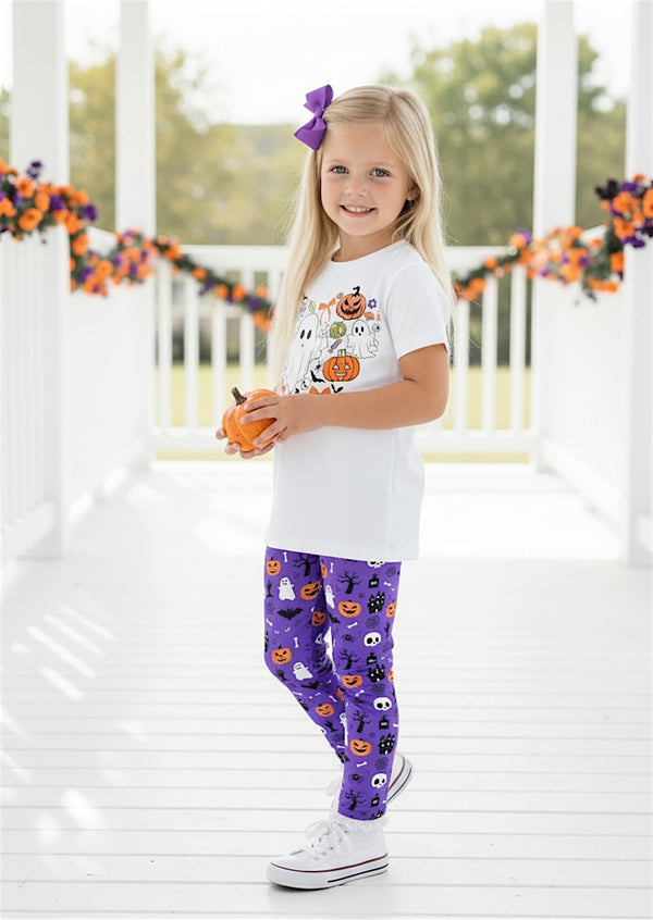 BOO! Legging & Cotton Tee Halloween Set – Fall & Trick‑or‑Treat Outfit