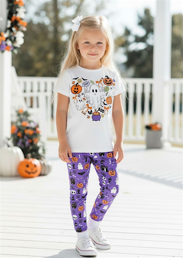 BOO! Legging & Cotton Tee Halloween Set – Fall & Trick‑or‑Treat Outfit