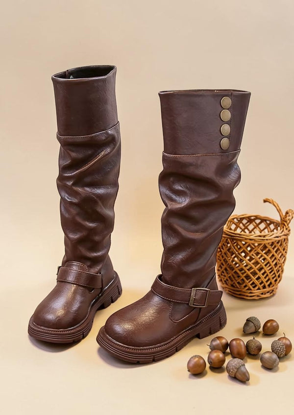 Whimsy & Wonder Girls Boots in Brown| Girls Knee Boots