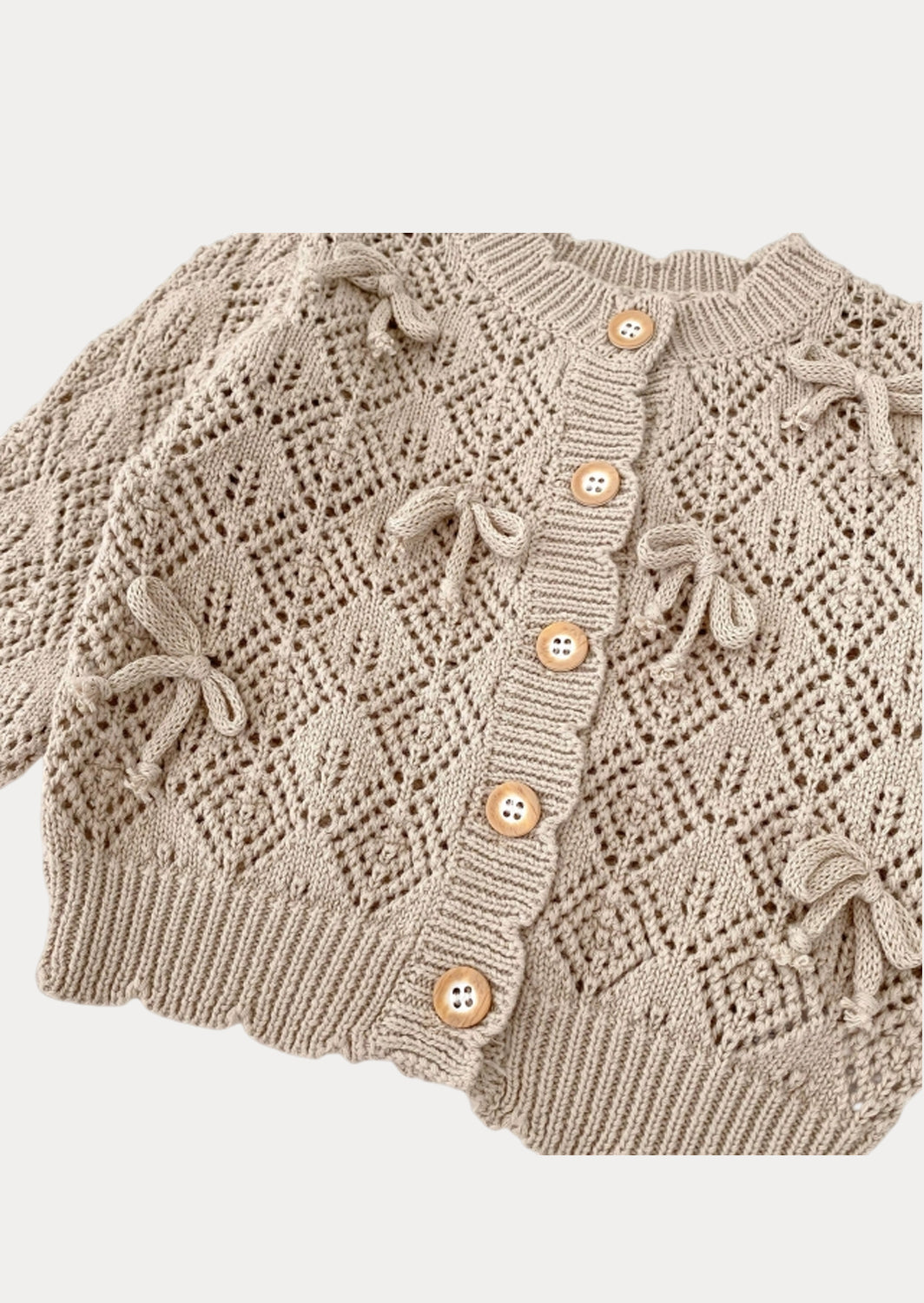 Diamond Weave with Bows Cardigan