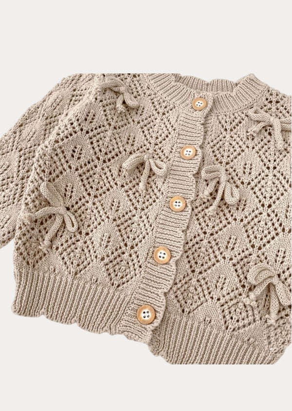 Diamond Weave with Bows Cardigan