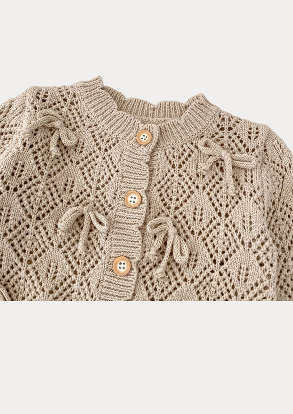 Diamond Weave with Bows Cardigan