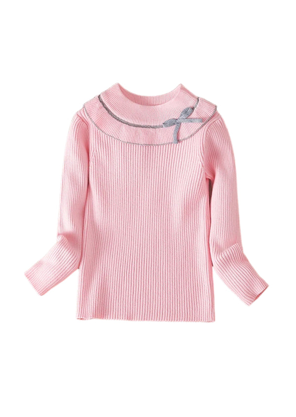 Long Sleeve Bow Pullover Pink